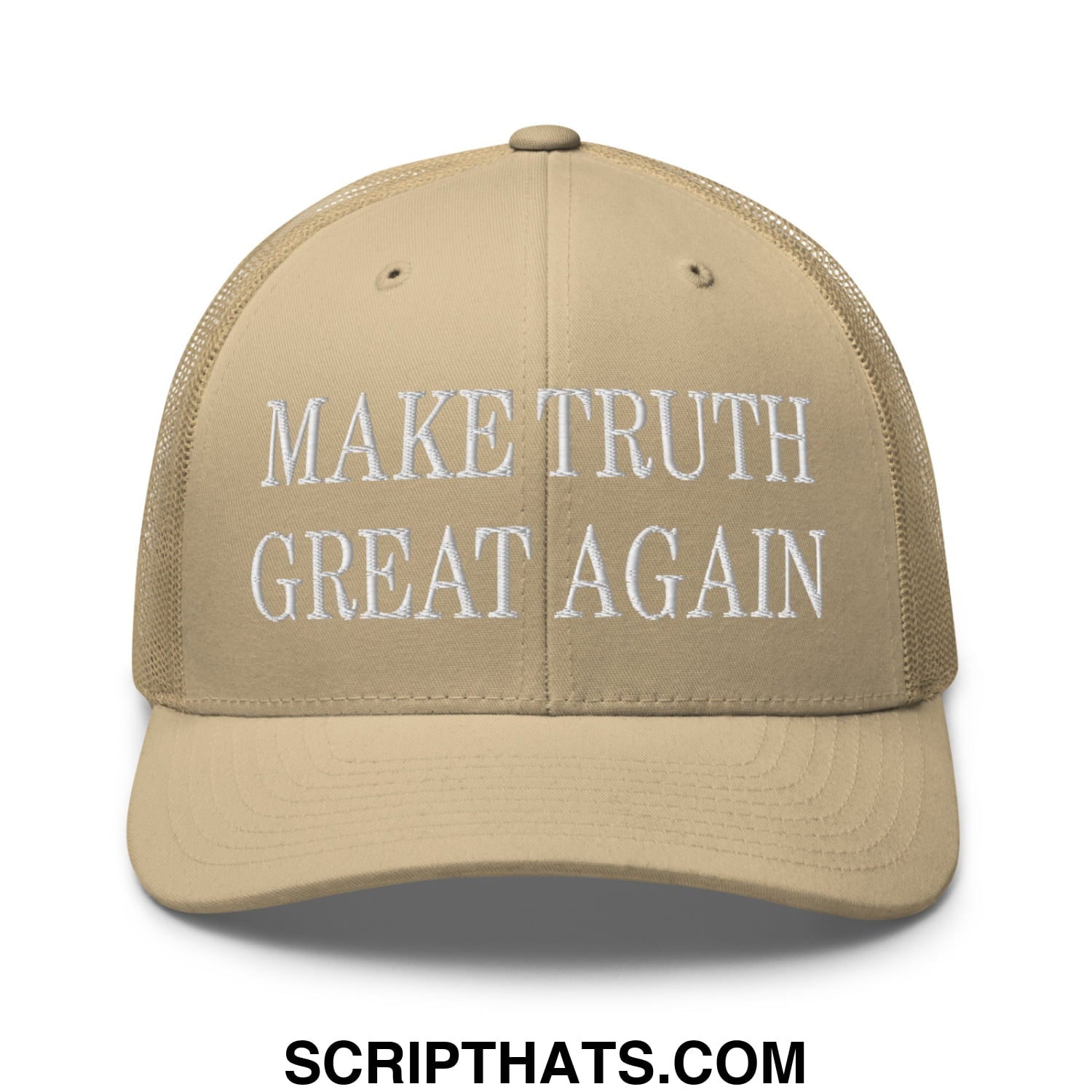 Make Truth Great Again Embroidered Mesh Trucker Hat Khaki