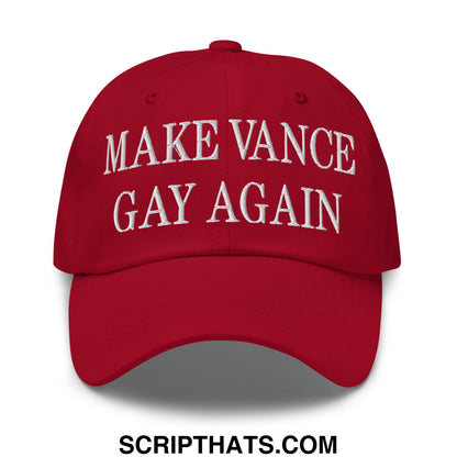 Make Vance Gay Again Embroidered Unstructured Dad Hat Cranberry