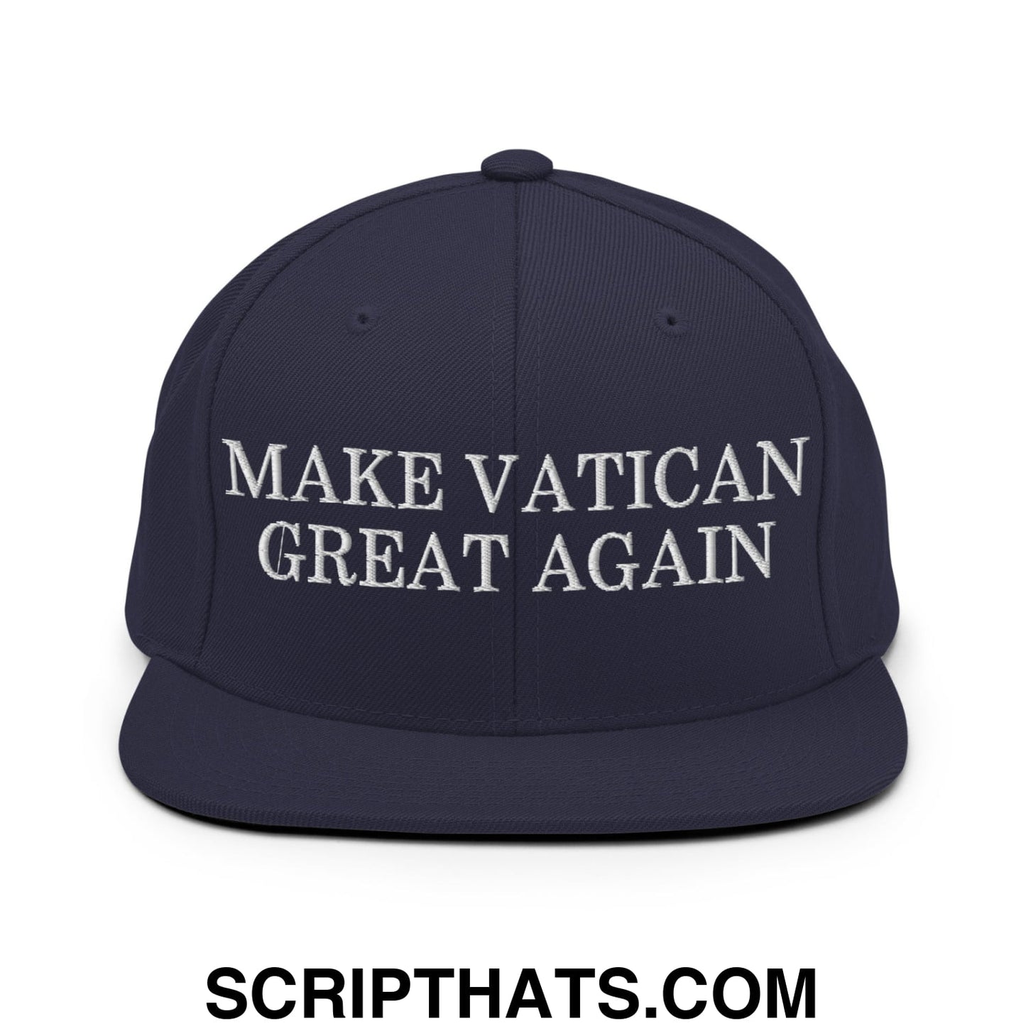 Make Vatican Great Again Embroidered Flat Brim Bill Snapback Hat Navy