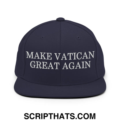 Make Vatican Great Again Embroidered Flat Brim Bill Snapback Hat Navy