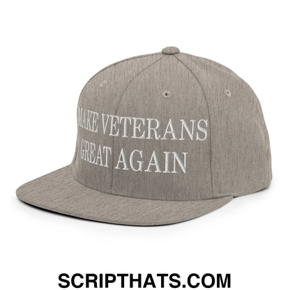 Make Veterans Great Again Embroidered Flat Brim Bill Snapback Hat Heather Grey