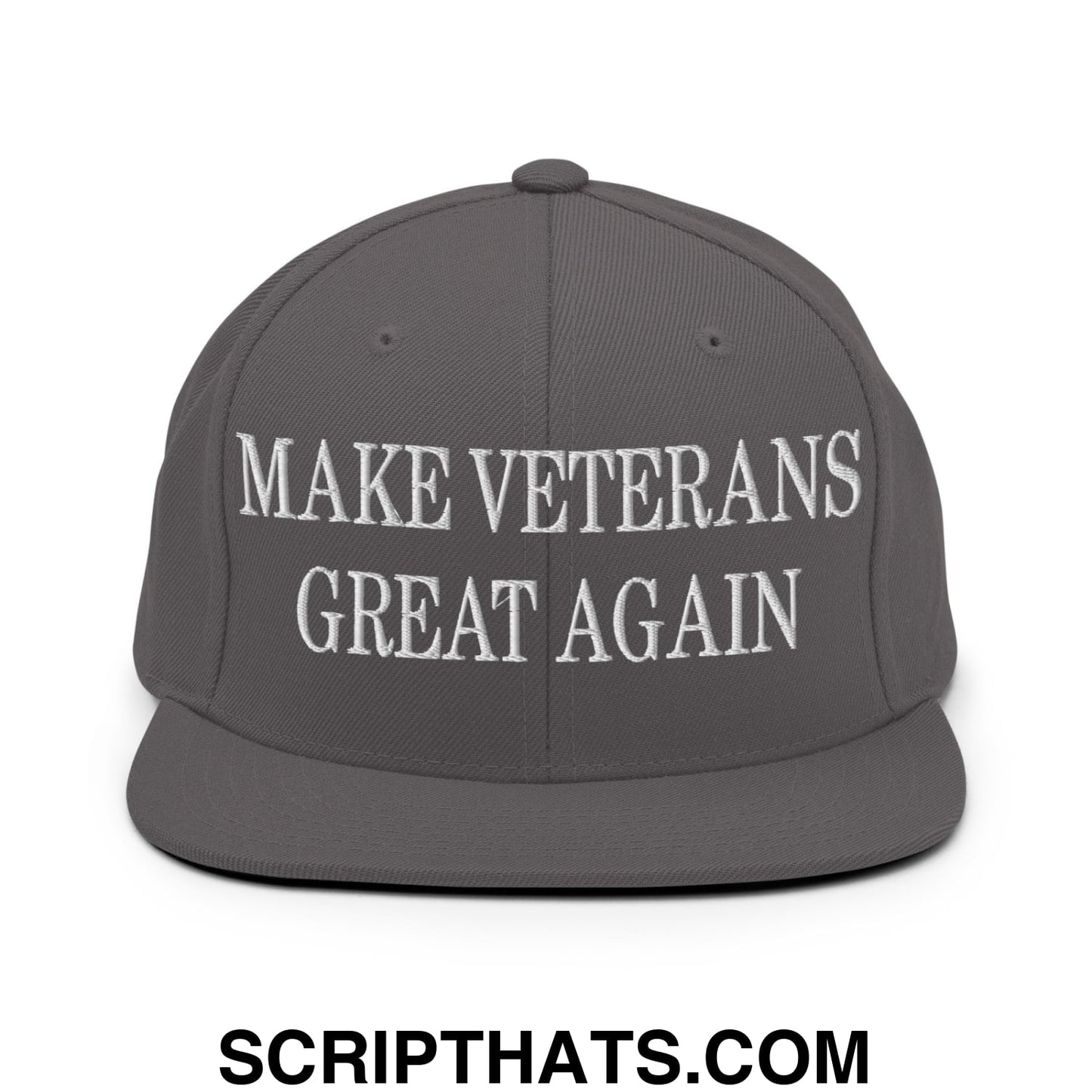 Make Veterans Great Again Embroidered Flat Brim Bill Snapback Hat Dark Grey