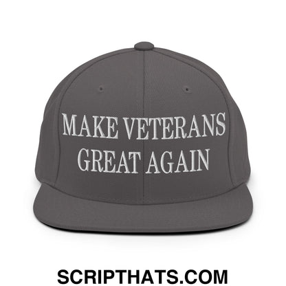 Make Veterans Great Again Embroidered Flat Brim Bill Snapback Hat Dark Grey