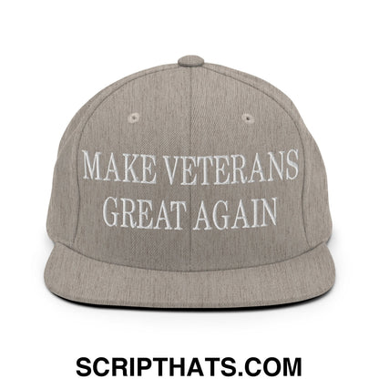 Make Veterans Great Again Embroidered Flat Brim Bill Snapback Hat Heather Grey