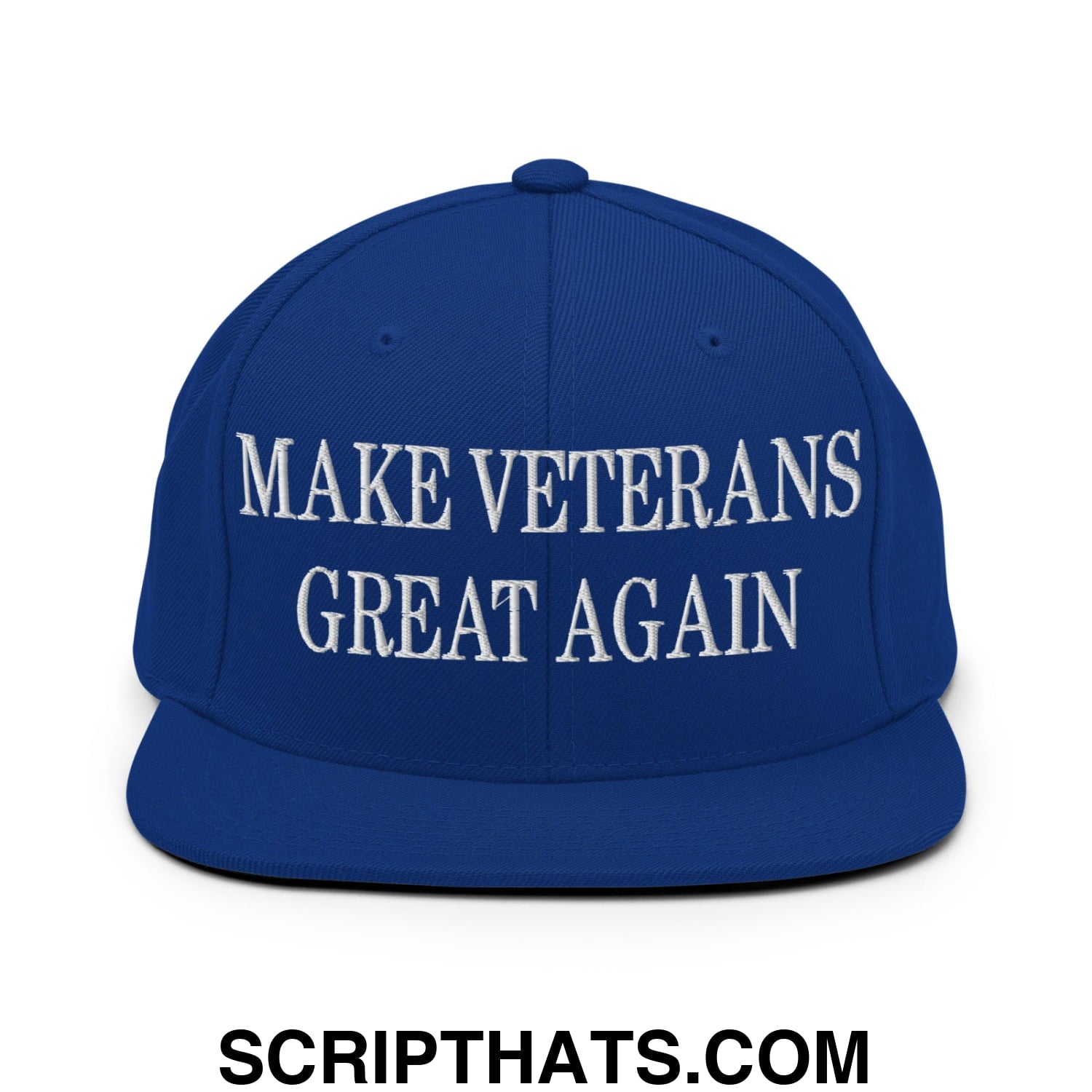 Make Veterans Great Again Embroidered Flat Brim Bill Snapback Hat Royal Blue