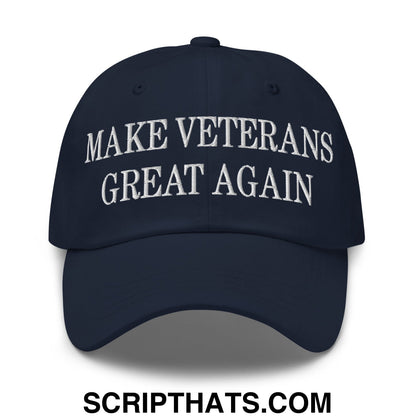 Make Veterans Great Again Embroidered Unstructured Dad Hat Navy