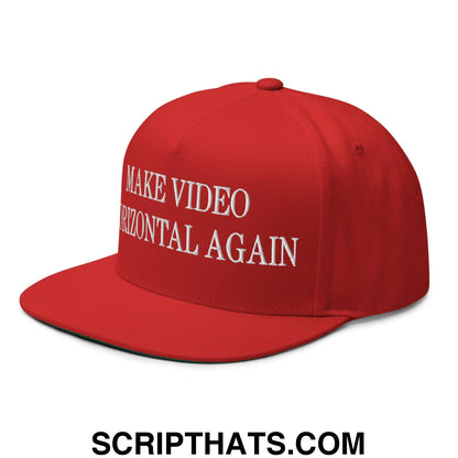 Make Video Horizontal Again Embroidered 5 Panel Flat Bill Brim Snapback Hat Red