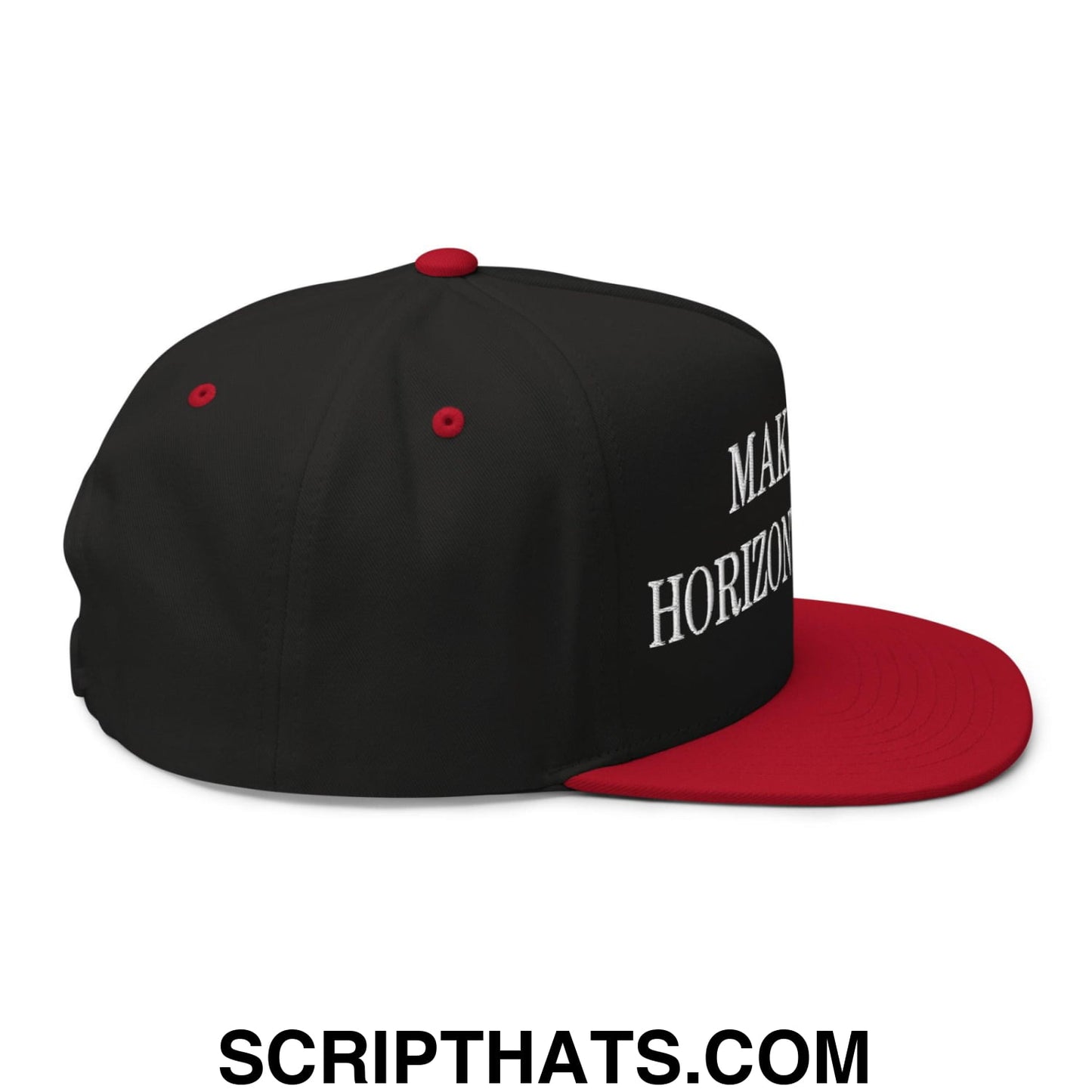 Make Video Horizontal Again Embroidered 5 Panel Flat Bill Brim Snapback Hat Black Red