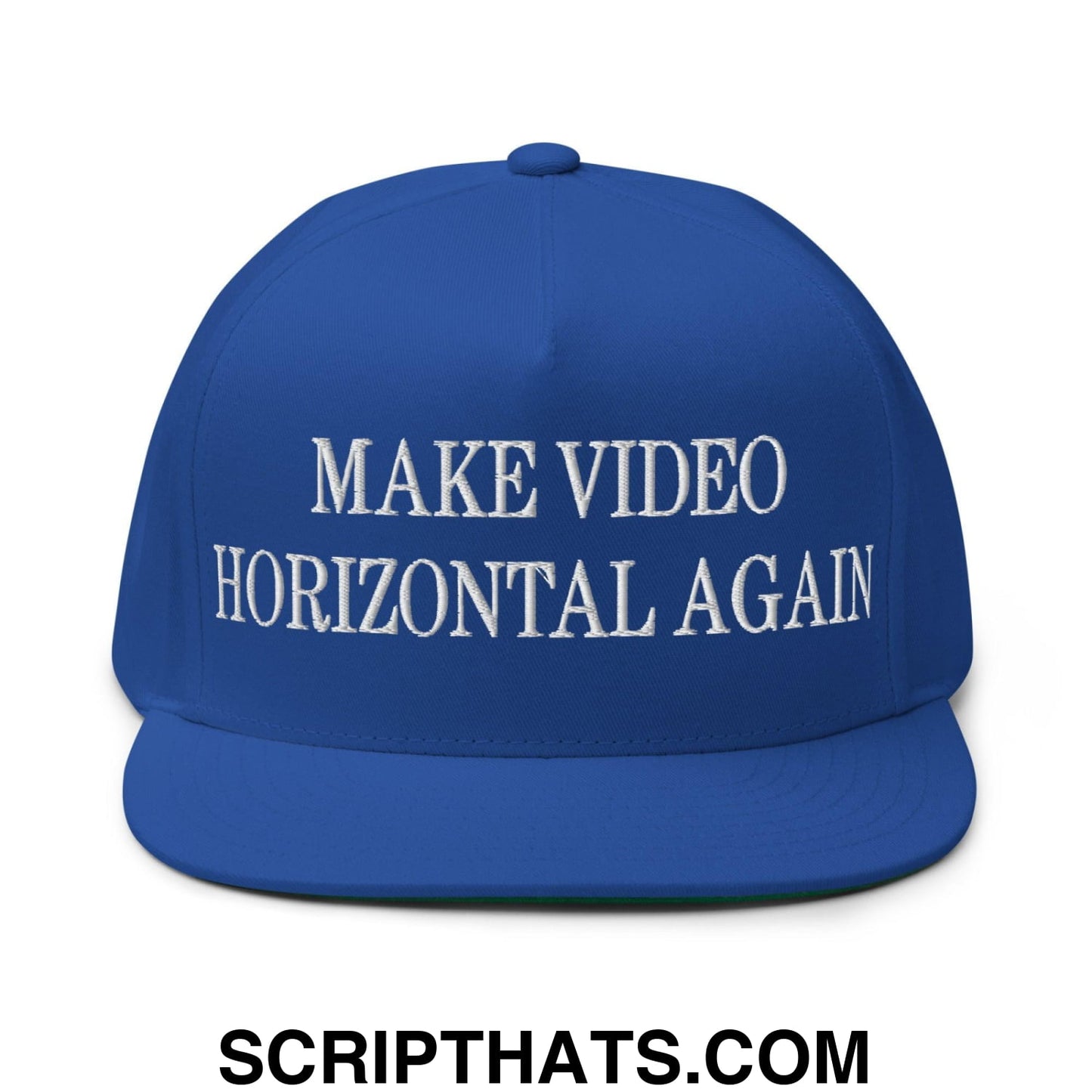 Make Video Horizontal Again Embroidered 5 Panel Flat Bill Brim Snapback Hat Royal Blue