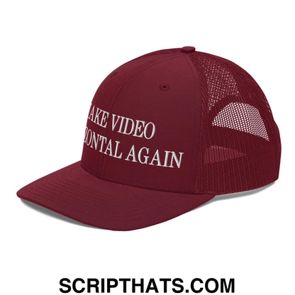 Make Video Horizontal Again Embroidered Classic Mesh Trucker Hat Cardinal