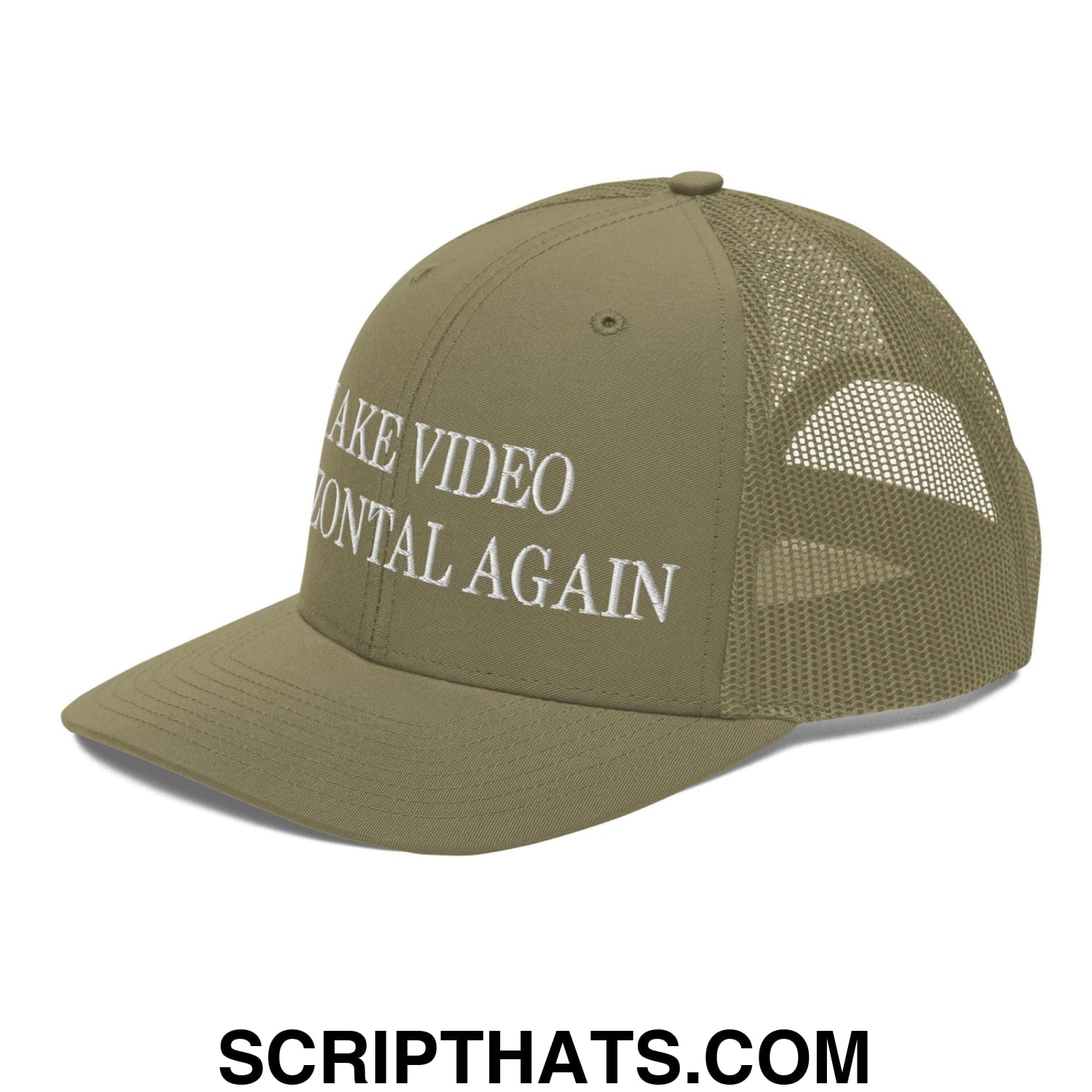 Make Video Horizontal Again Embroidered Classic Mesh Trucker Hat Loden