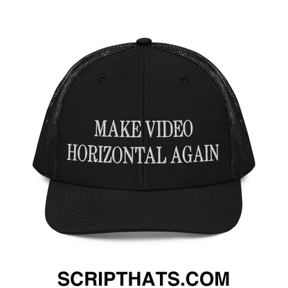 Make Video Horizontal Again Embroidered Classic Mesh Trucker Hat Black