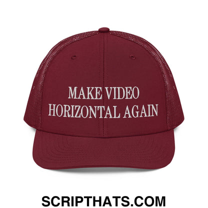 Make Video Horizontal Again Embroidered Classic Mesh Trucker Hat Cardinal