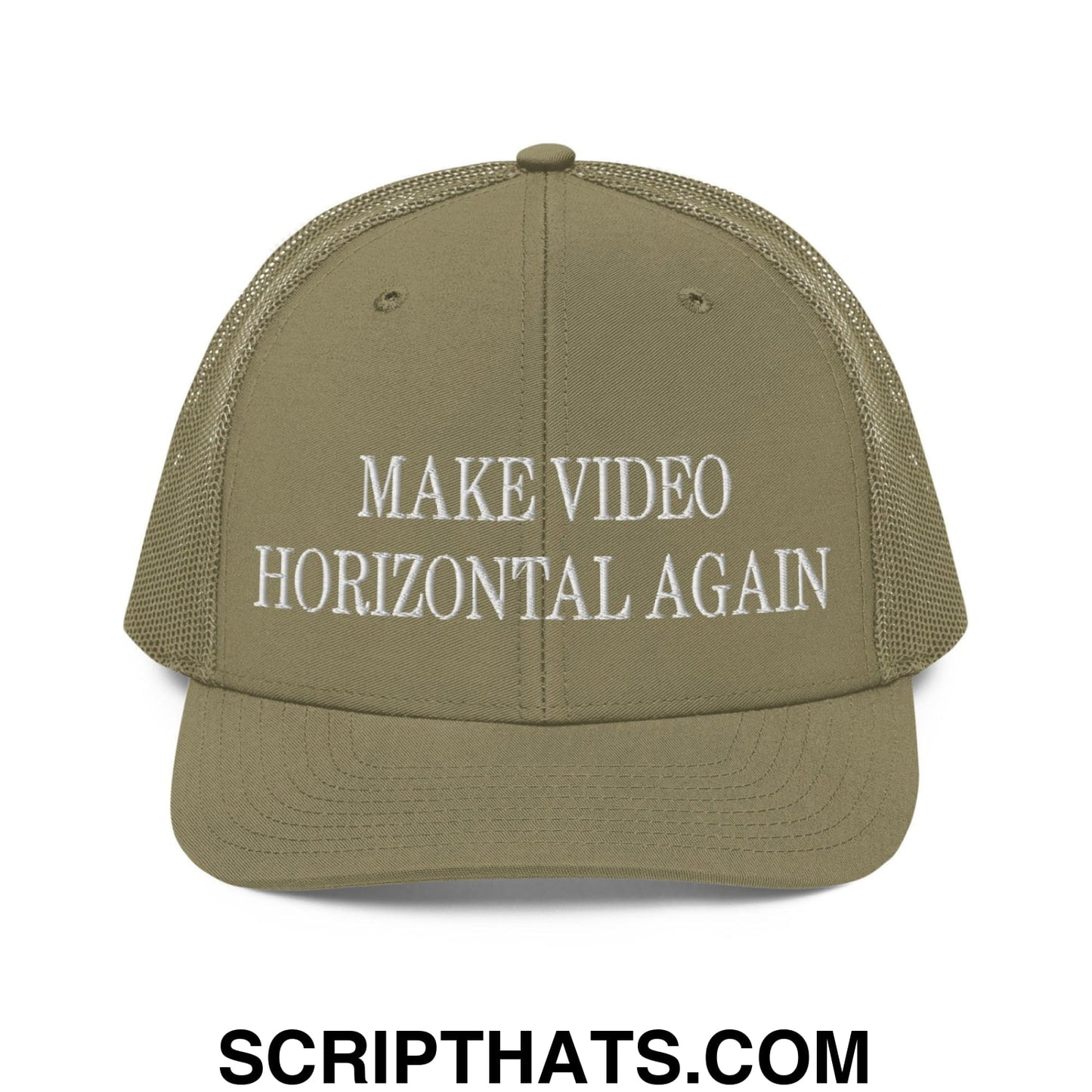 Make Video Horizontal Again Embroidered Classic Mesh Trucker Hat Loden