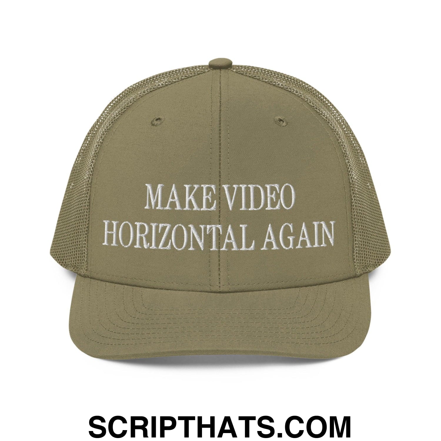 Make Video Horizontal Again Embroidered Classic Mesh Trucker Hat Loden