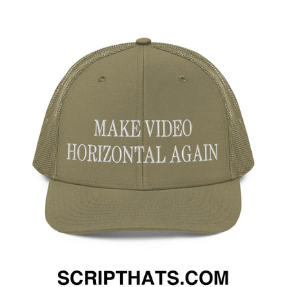 Make Video Horizontal Again Embroidered Classic Mesh Trucker Hat Loden
