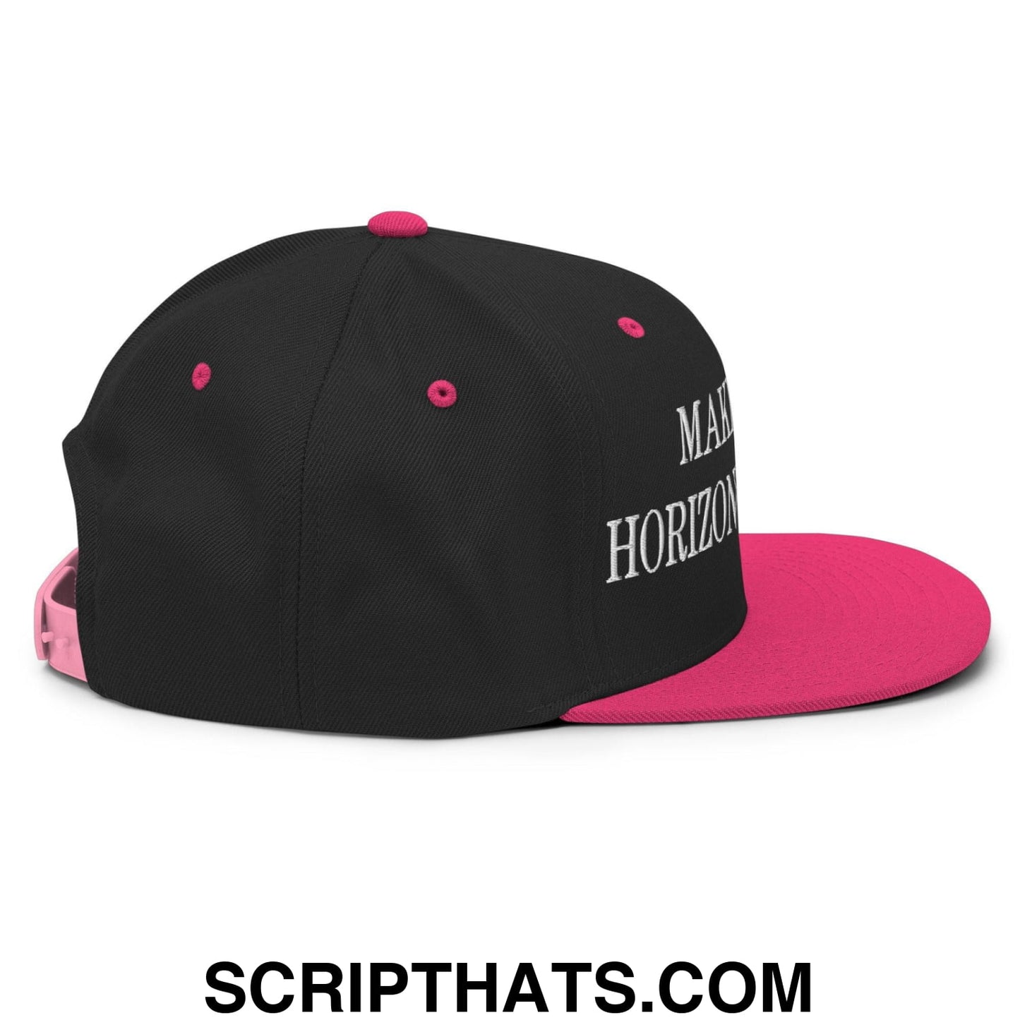Make Video Horizontal Again Embroidered Flat Bill Brim Snapback Hat Black Neon Pink