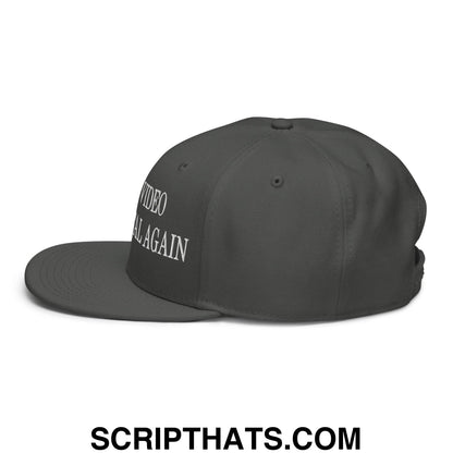Make Video Horizontal Again Embroidered Flat Brim Bill Snapback Hat Charcoal gray