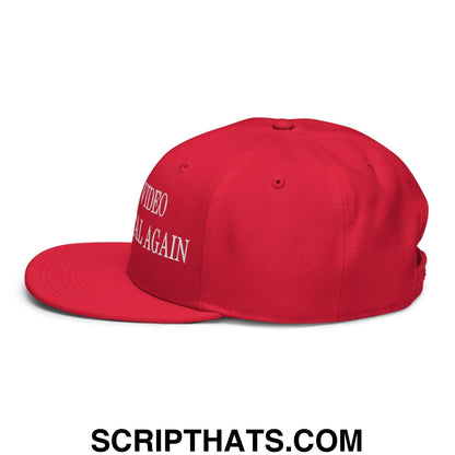 Make Video Horizontal Again Embroidered Flat Brim Bill Snapback Hat Red