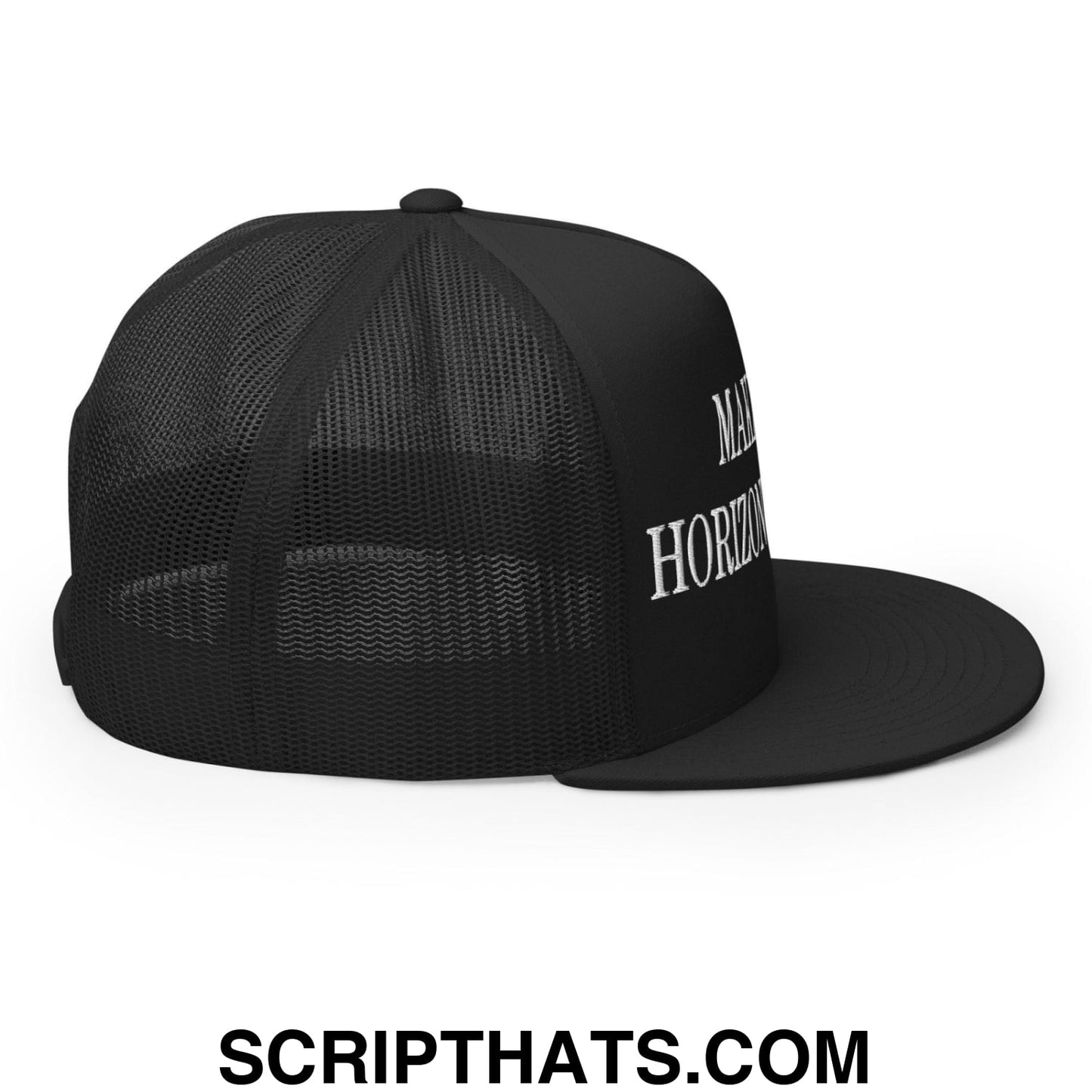 Make Video Horizontal Again Embroidered Mesh Flat Bill Brim Trucker Hat Black