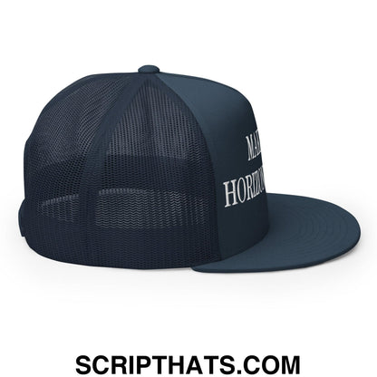 Make Video Horizontal Again Embroidered Mesh Flat Bill Brim Trucker Hat Navy