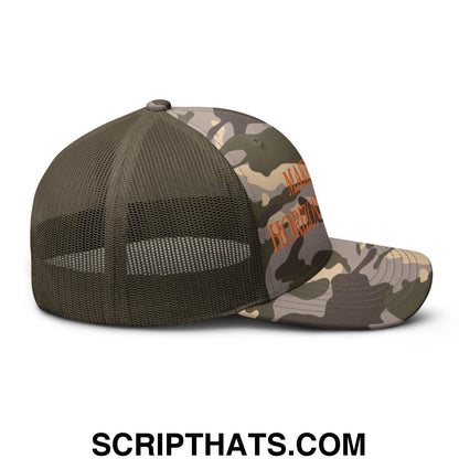 Make Video Horizontal Again Embroidered Orange Camo Trucker Hat Camo Olive