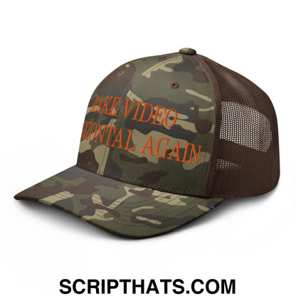 Make Video Horizontal Again Embroidered Orange Camo Trucker Hat Camo Brown