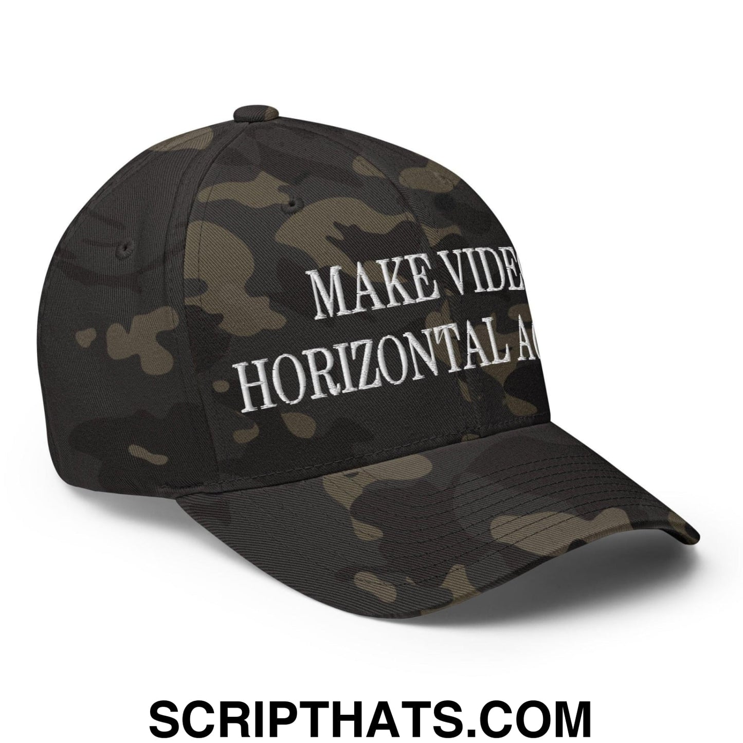 Make Video Horizontal Again Embroidered Stretch Fit Baseball Hat Multicam Black