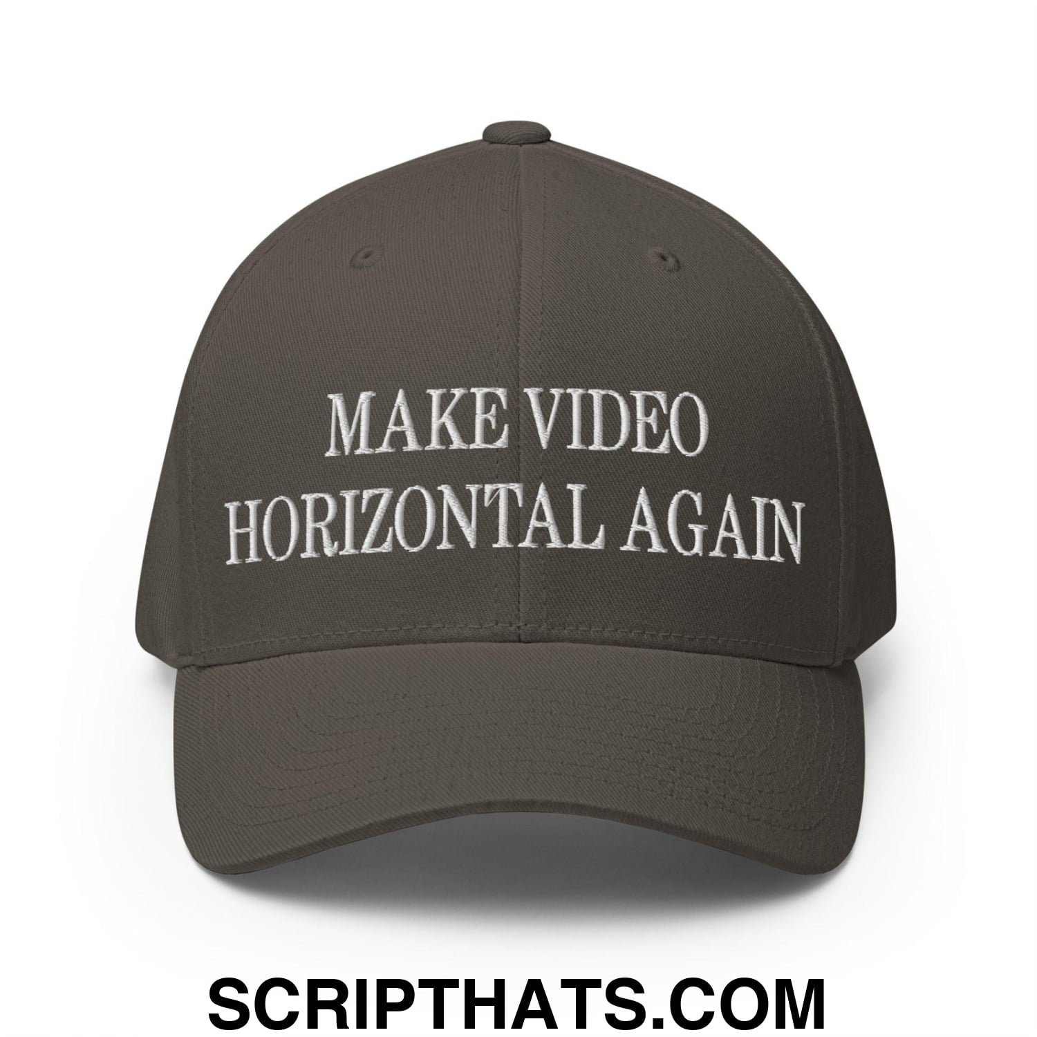 Make Video Horizontal Again Embroidered Stretch Fit Baseball Hat Dark Grey