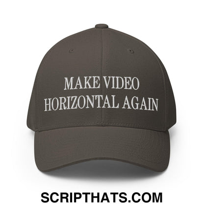 Make Video Horizontal Again Embroidered Stretch Fit Baseball Hat Dark Grey