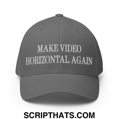Make Video Horizontal Again Embroidered Stretch Fit Baseball Hat Grey