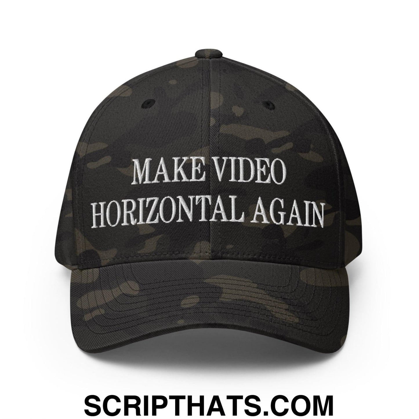 Make Video Horizontal Again Embroidered Stretch Fit Baseball Hat Multicam Black