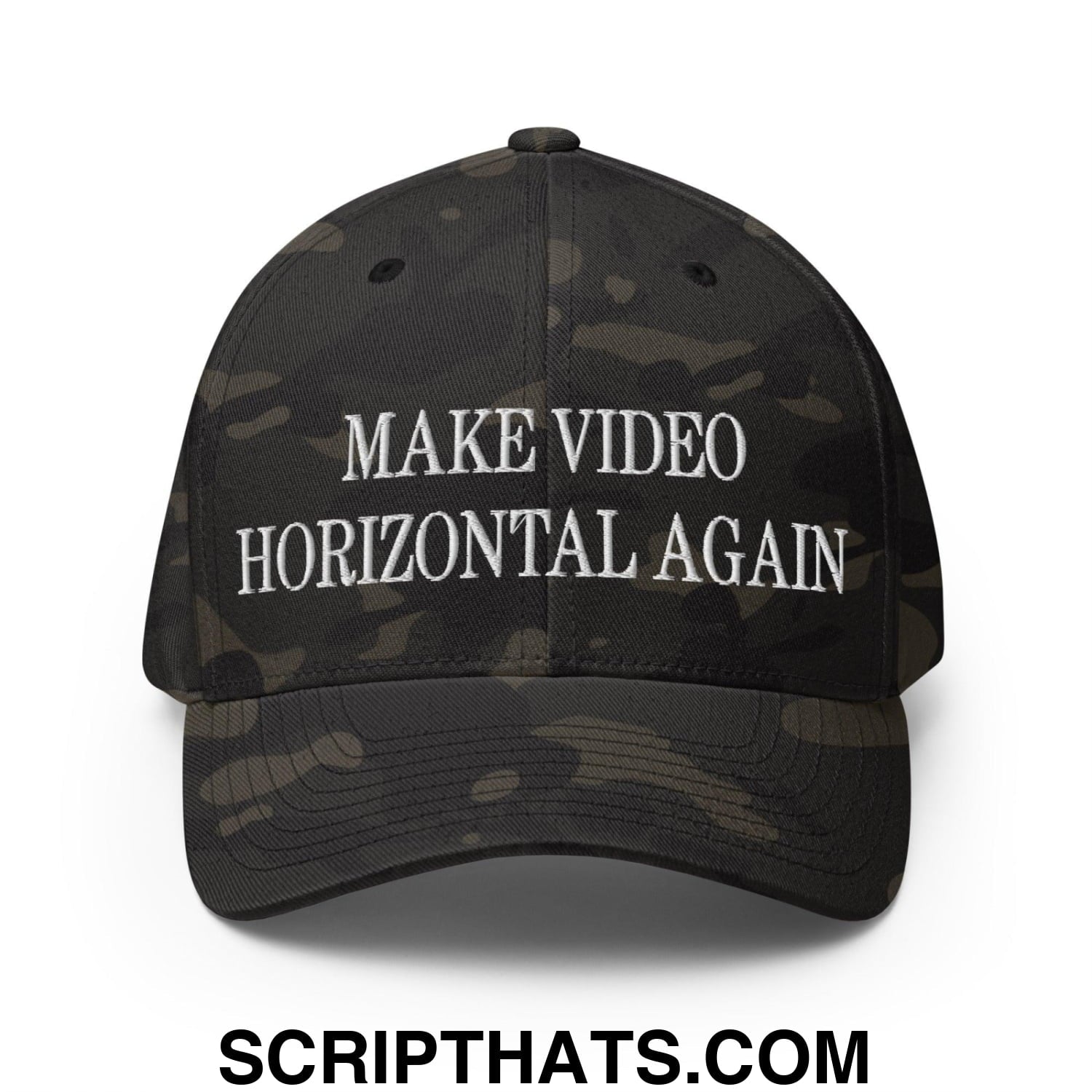 Make Video Horizontal Again Embroidered Stretch Fit Baseball Hat Multicam Black