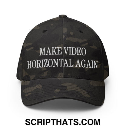 Make Video Horizontal Again Embroidered Stretch Fit Baseball Hat Multicam Black