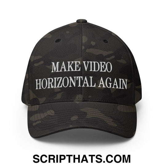 Make Video Horizontal Again Embroidered Stretch Fit Baseball Hat Multicam Black