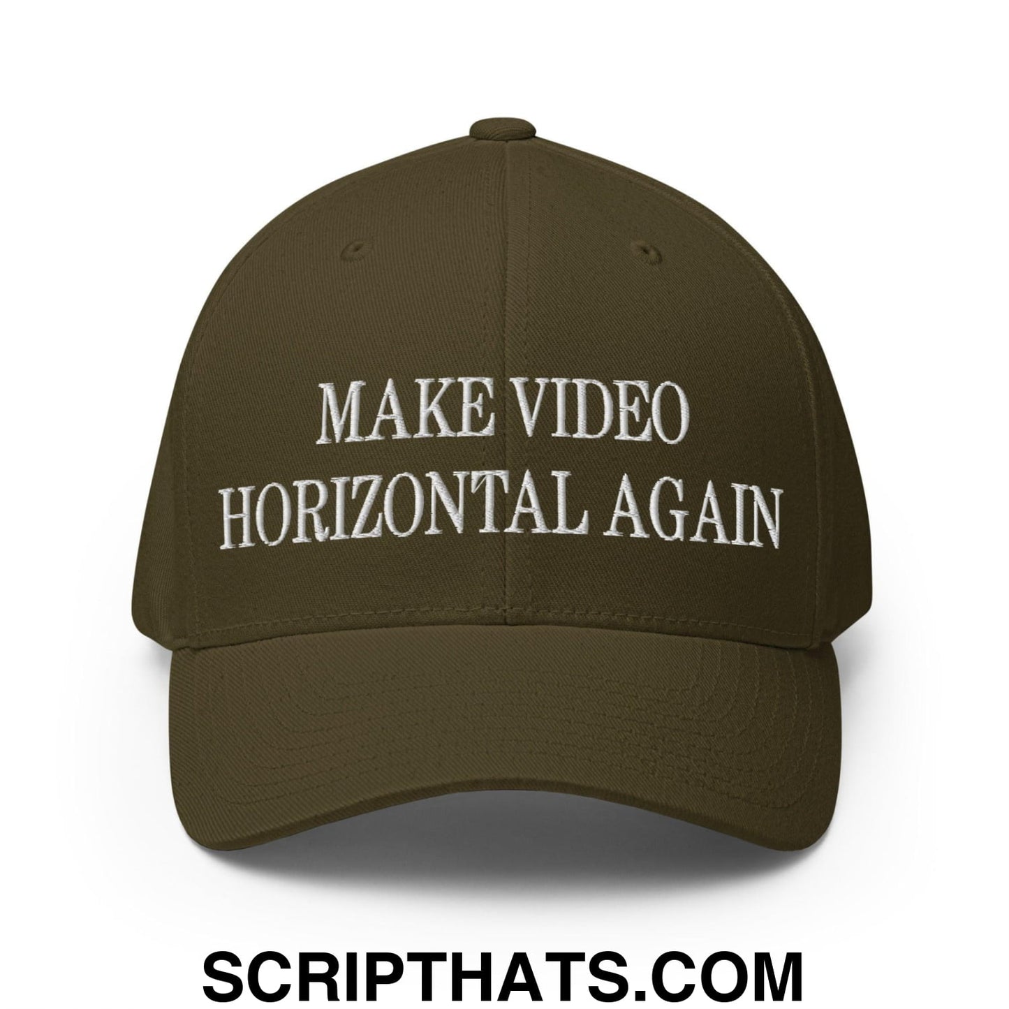 Make Video Horizontal Again Embroidered Stretch Fit Baseball Hat Olive