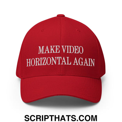 Make Video Horizontal Again Embroidered Stretch Fit Baseball Hat Red