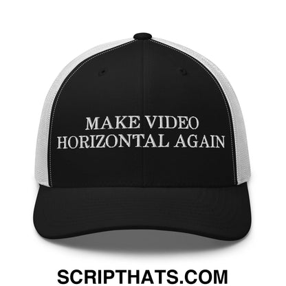 Make Video Horizontal Again Retro Trucker Hat Black White
