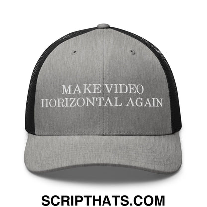 Make Video Horizontal Again Retro Trucker Hat Heather Black