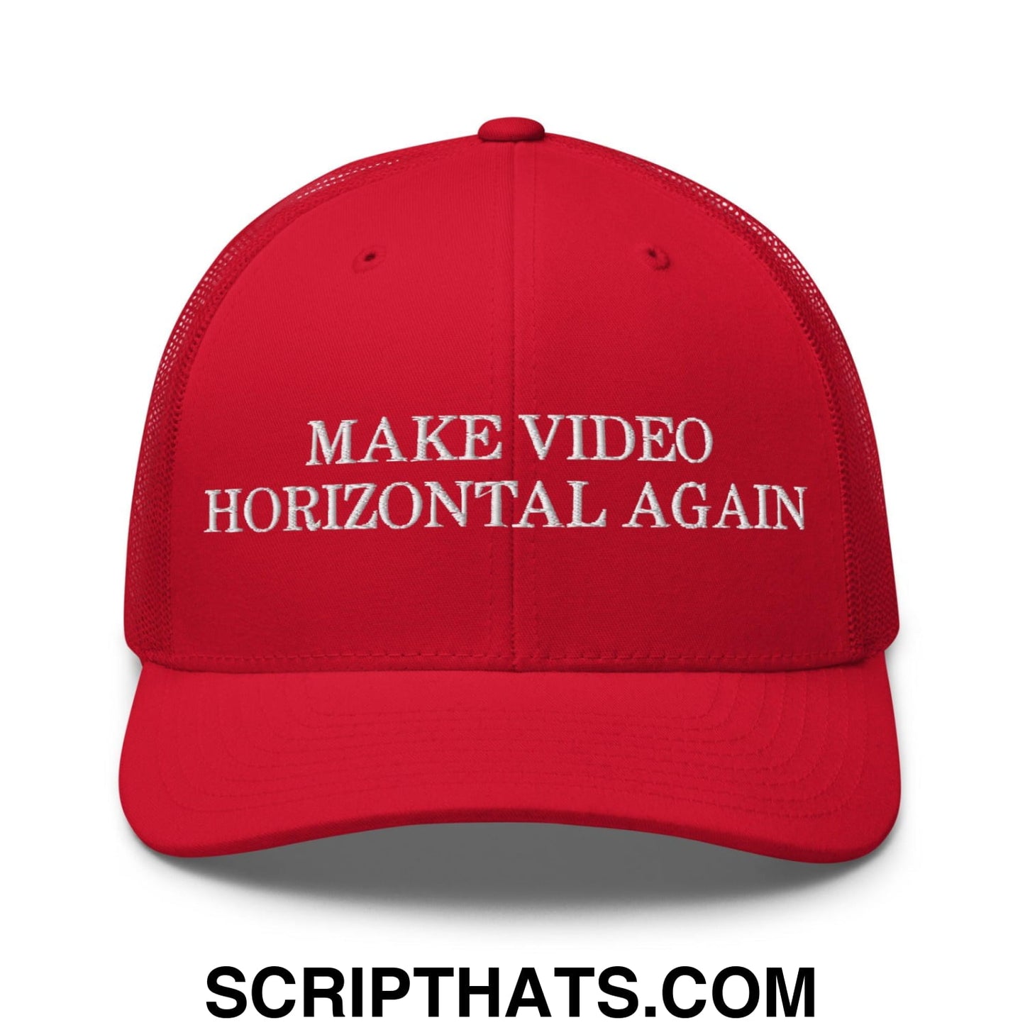 Make Video Horizontal Again Retro Trucker Hat Red