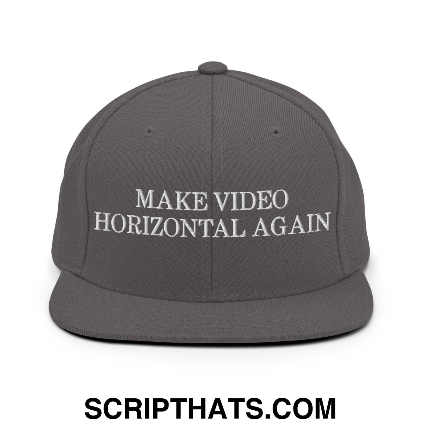 Make Video Horizontal Again Snapback Hat Dark Grey