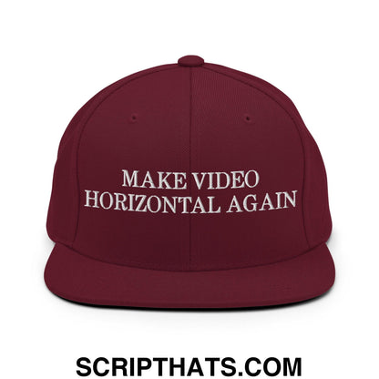 Make Video Horizontal Again Snapback Hat Maroon