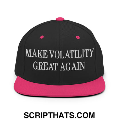 Make Volatility Great Again Embroidered Flat Bill Brim Snapback Hat Black Neon Pink