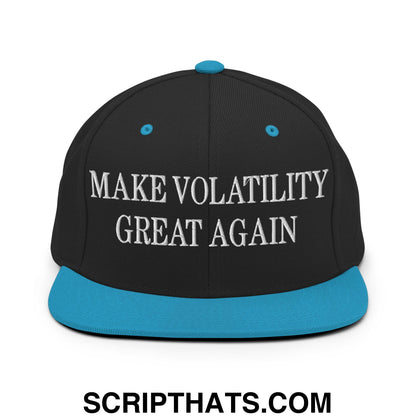 Make Volatility Great Again Embroidered Flat Bill Brim Snapback Hat Black Teal