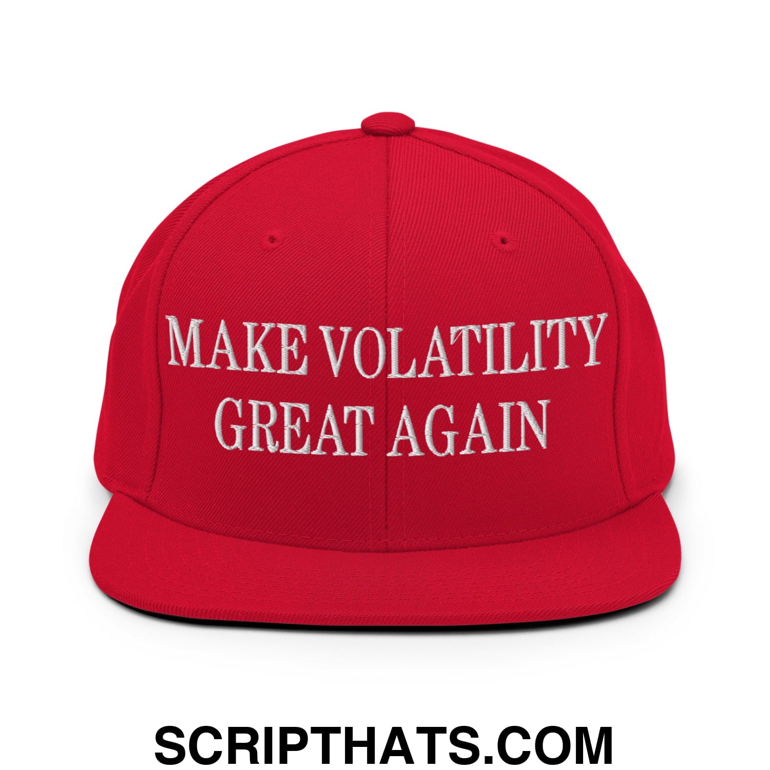 Make Volatility Great Again Embroidered Flat Bill Brim Snapback Hat Red