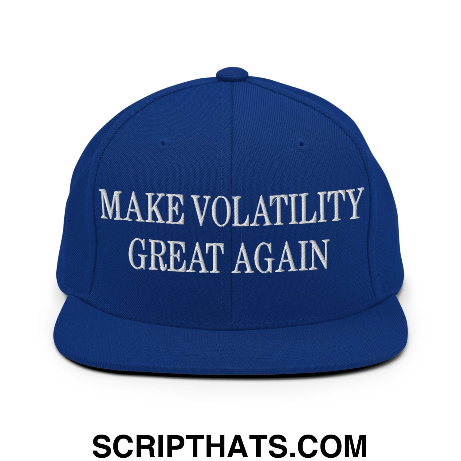 Make Volatility Great Again Embroidered Flat Bill Brim Snapback Hat Royal Blue