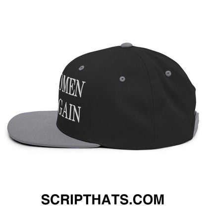 Make Women Great Again Embroidered Flat Bill Brim Snapback Hat Black Silver