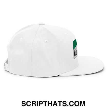 Mama Tried Cigarette Menthol Green Embroidered Flat Bill Brim Snapback Hat White