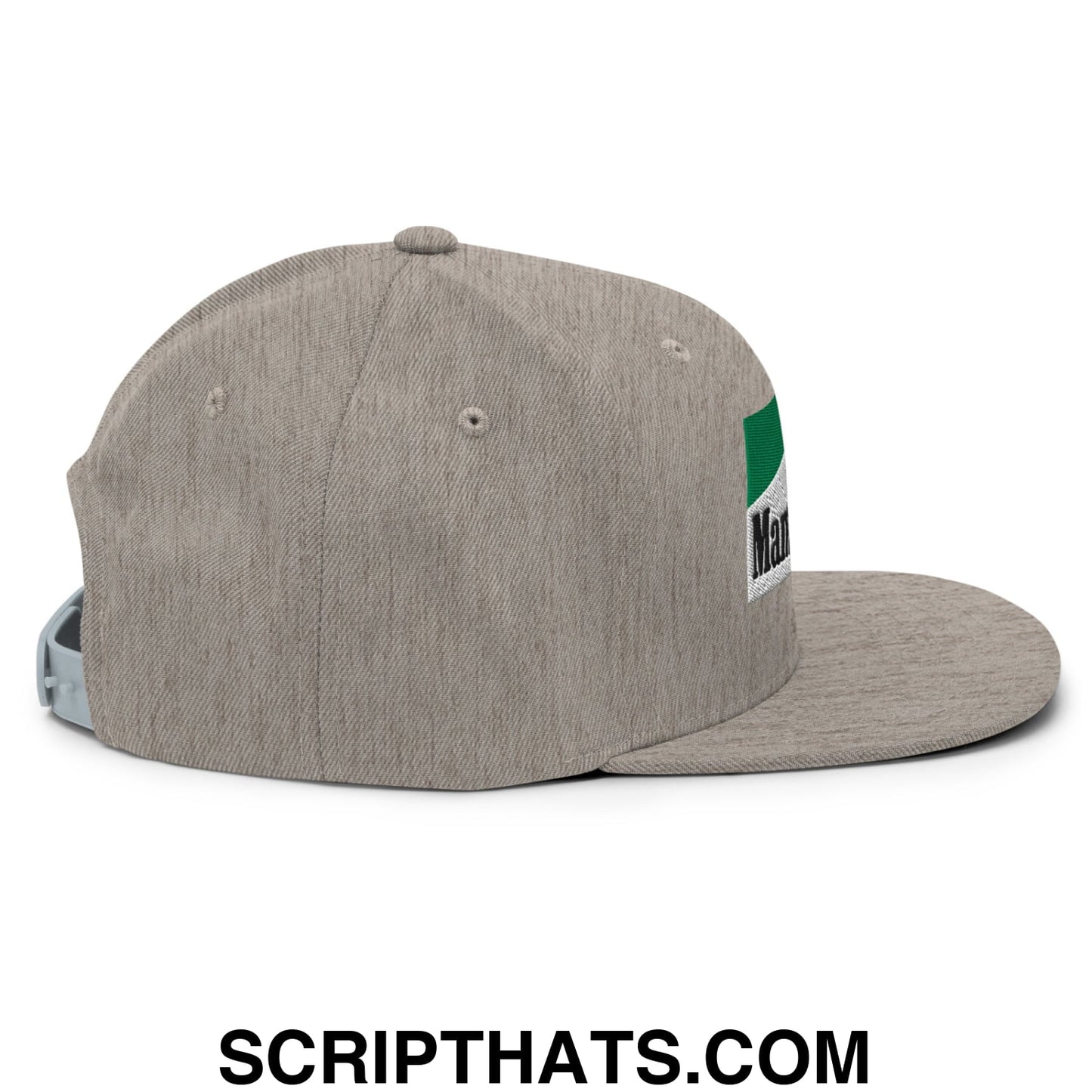 Mama Tried Cigarette Menthol Green Embroidered Flat Bill Brim Snapback Hat Heather Grey