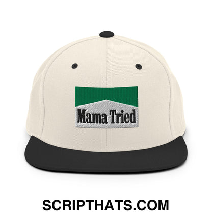 Mama Tried Cigarette Menthol Green Embroidered Flat Bill Brim Snapback Hat Natural Black